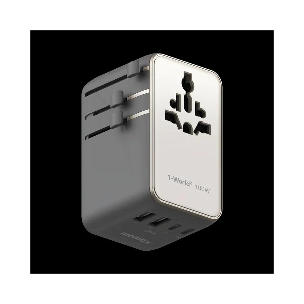 Momax 1-WORLD² 100W двойной AC четыре USB GaN универсальный переходной адаптер - титан 1