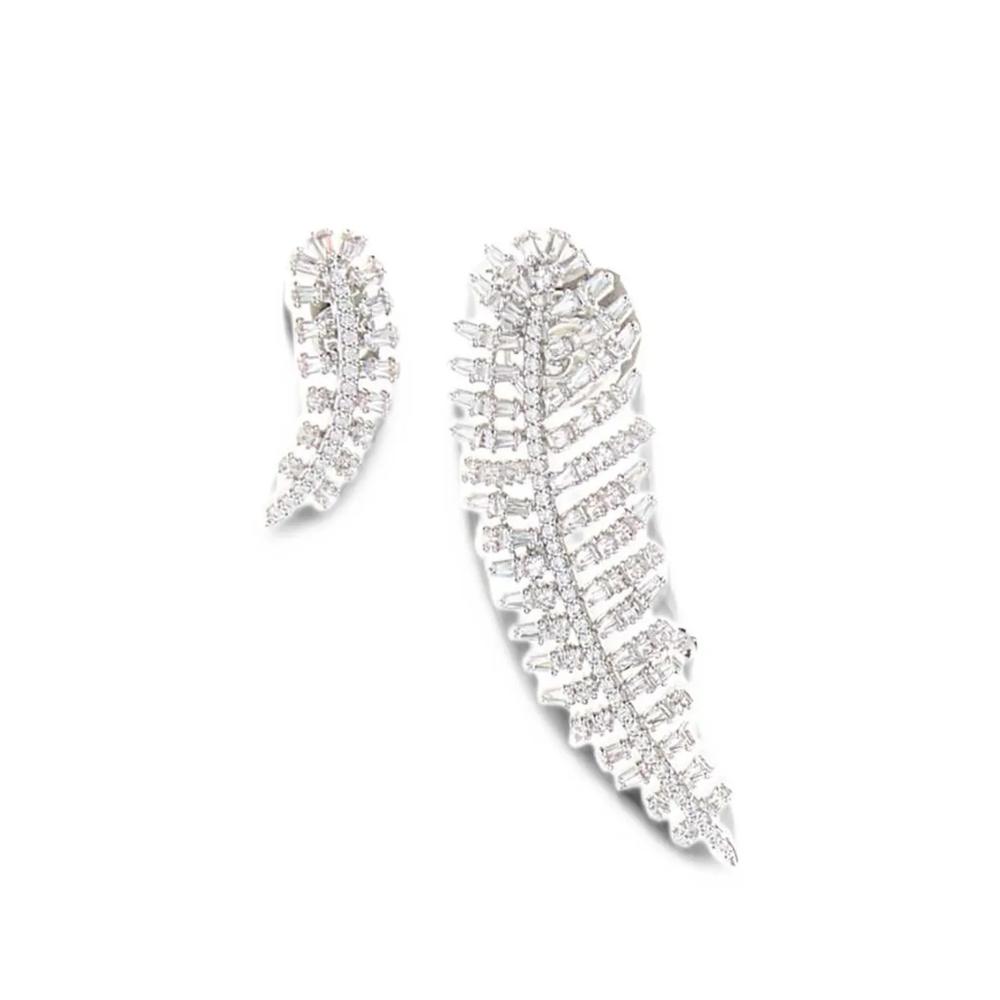 Vienna crystal-embellished leaf-motif earrings 1
