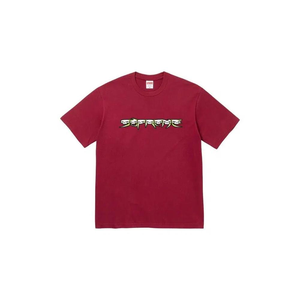 Футболки Supreme Skulls Spellout Tee 'Cardinal' 1