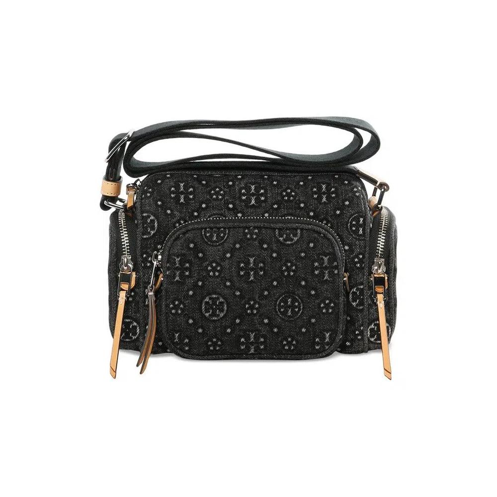 Сумки через плечо Tory Burch T Monogram Denim Pocket Crossbody 'Черный' 1