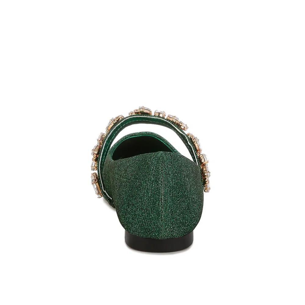 Diamante Brooch Glitter Ballerinas в зеленом цвете 5
