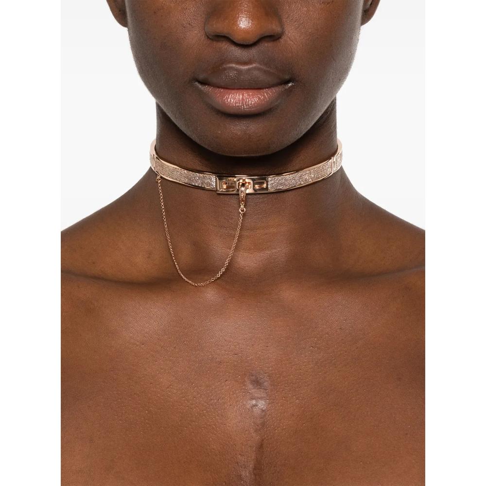 12K rose gold Pavé Safety Chain choker 2