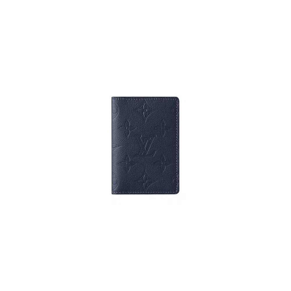 Кошельки Louis Vuitton Pocket Organizer 'Navy Blue Monogram Shadow Embossed Calf Leather' 1