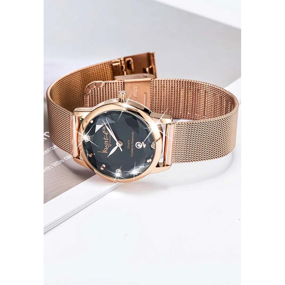 Часы Krystalline Sleek Rose Gold Black с кристаллами SWAROVSKI® 2
