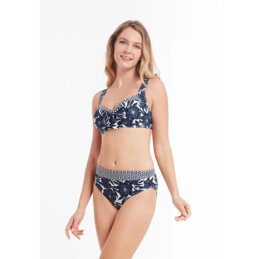 Bold Bloom Navy Plus Топ-бикини с чашечками и завязкой спереди 2