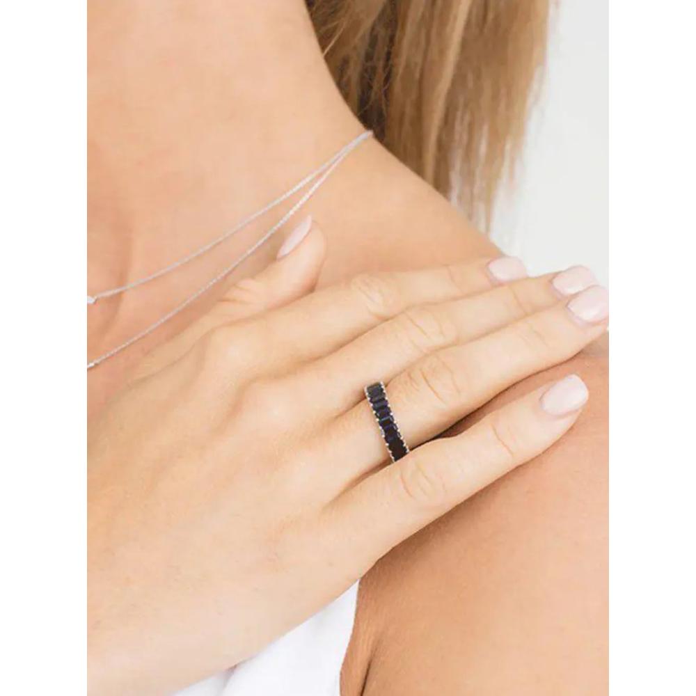 14K white gold Eternity sapphire ring 2