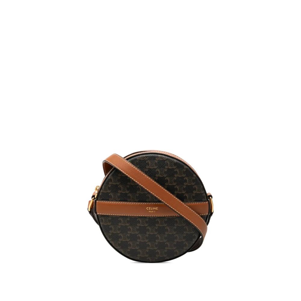 Сумка через плечо Triomphe Coated Canvas Round Purse on Strap (2021 год) 1