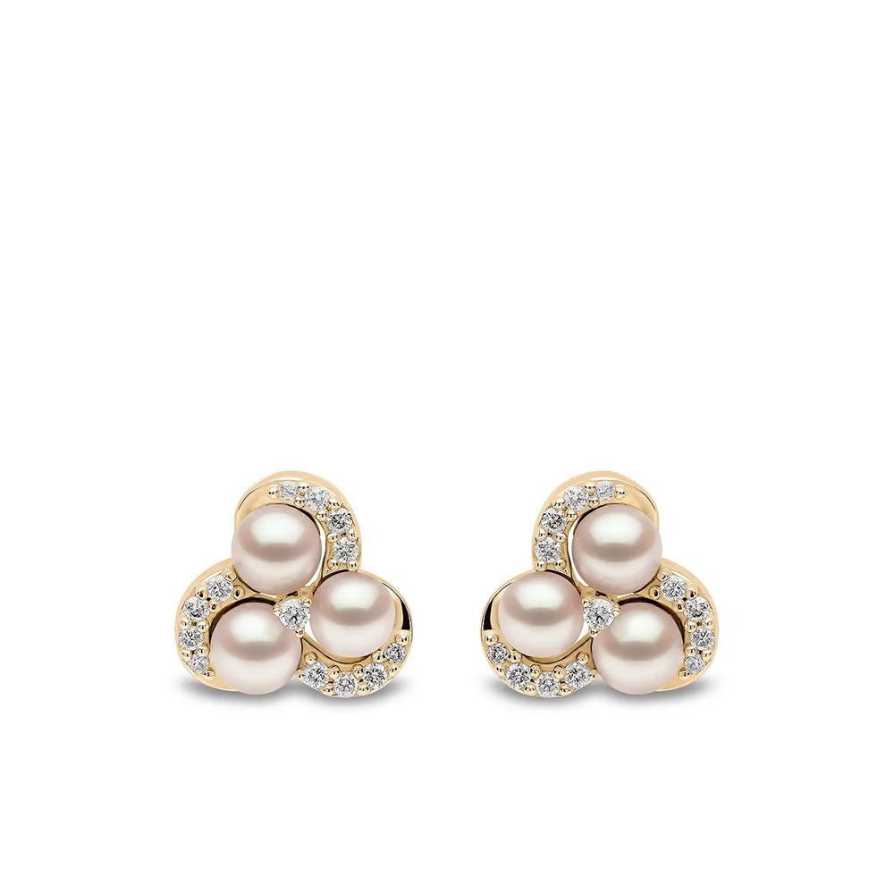 Серьги Sleek из желтого золота с жемчугом и бриллиантами 1