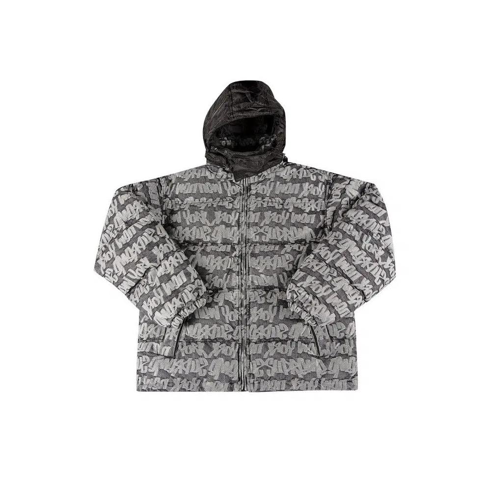 Пуховики Supreme Fat Tip Jacquard Denim Puffer Jacket 'Black' 1