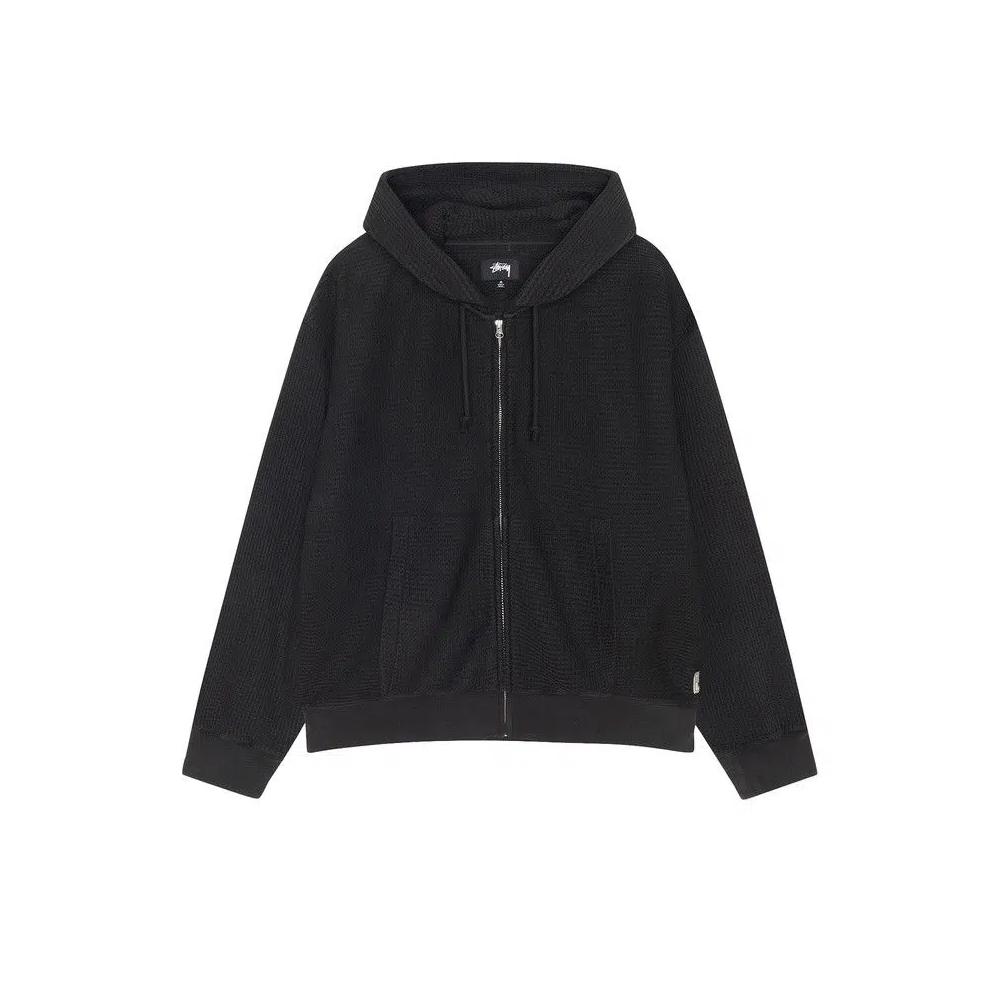 Худи на молнии Stussy Double Layer Waffle Zip Hoodie 'Black' 1