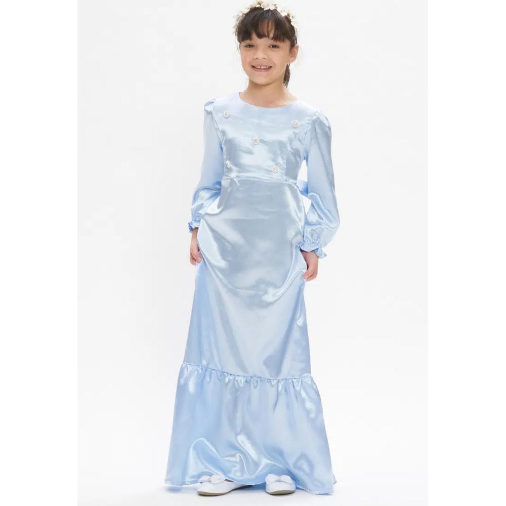 Девочка Жемчужное бриллиантовое бисерное серебристо-голубое платье Raya Baju 2