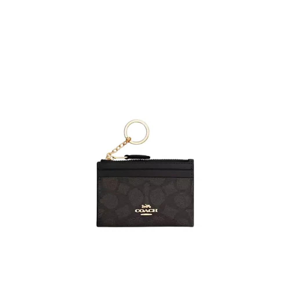Coach Mini Skinny Id Картхолдер из фирменного холста в цвете Ореховый черный CW870 1