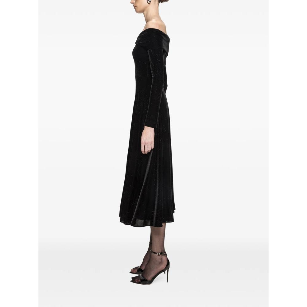 off-shoulder glitter velvet midi dress 2