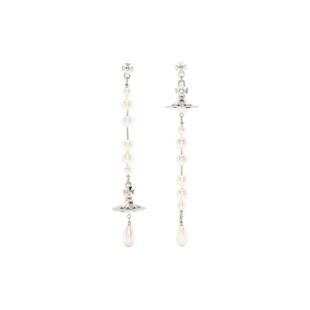Vivienne Westwood Broken Pearl Серьги 'Platinum/Pearl/Multicolor' 1