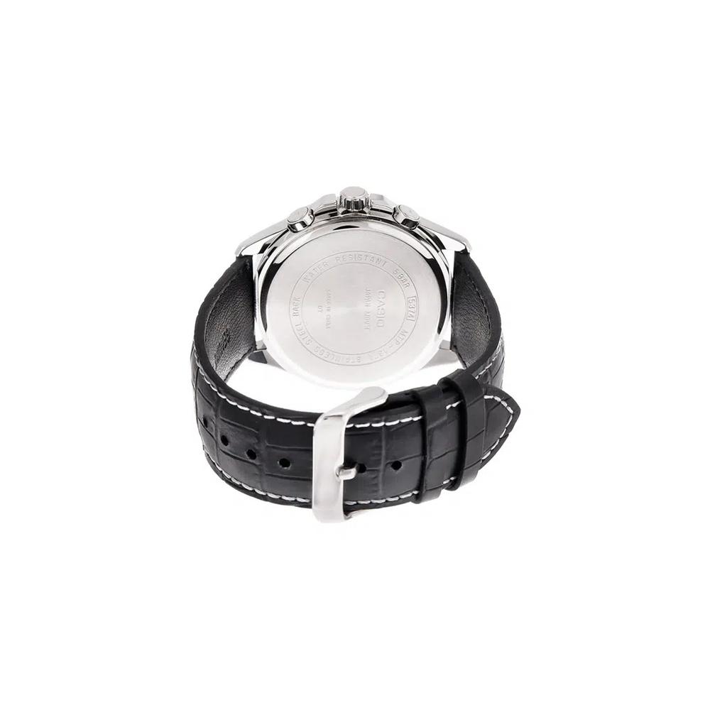 Мужские хронографы MTP-1374L-1AV с черным кожаным ремешком 3