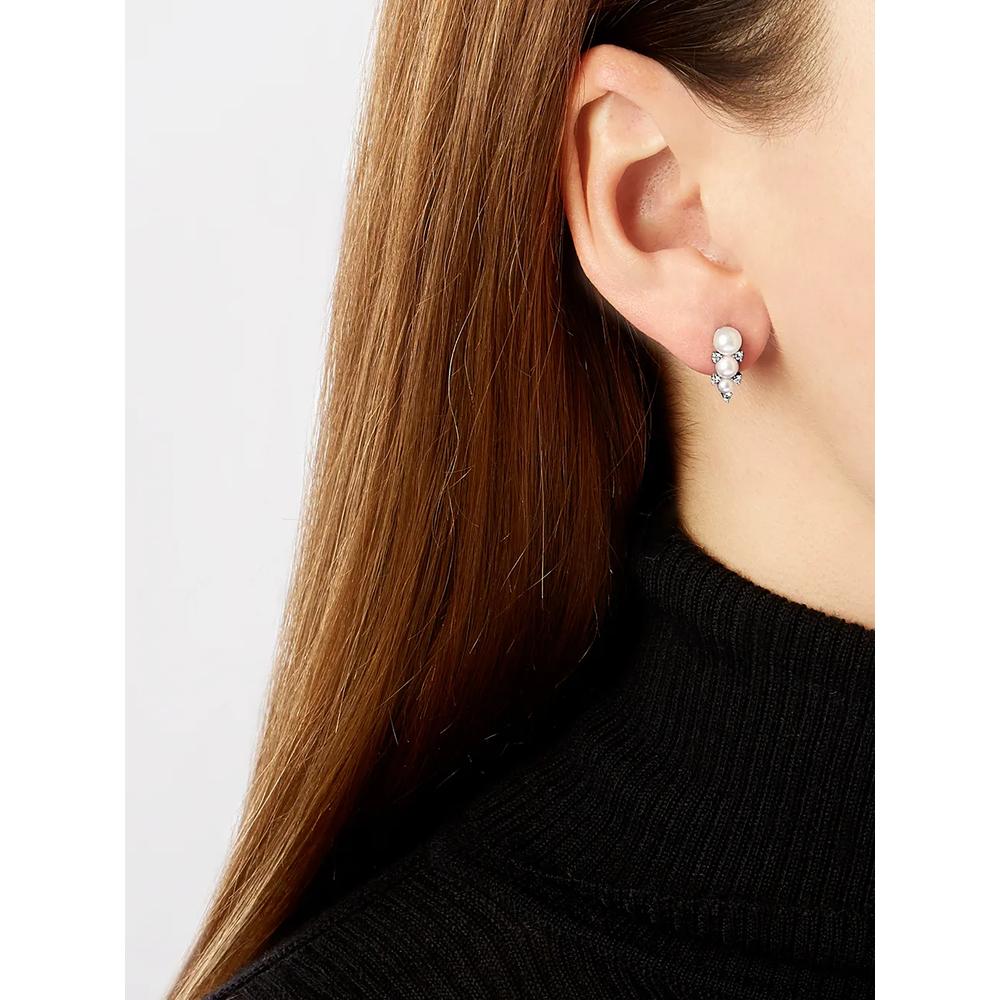Серьги Sleek из белого золота с жемчугом и бриллиантами 2