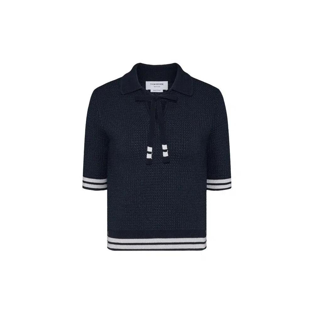 Поло Thom Browne Tuck Stitch Short-Sleeve Neck Tie Polo 'Navy' 1