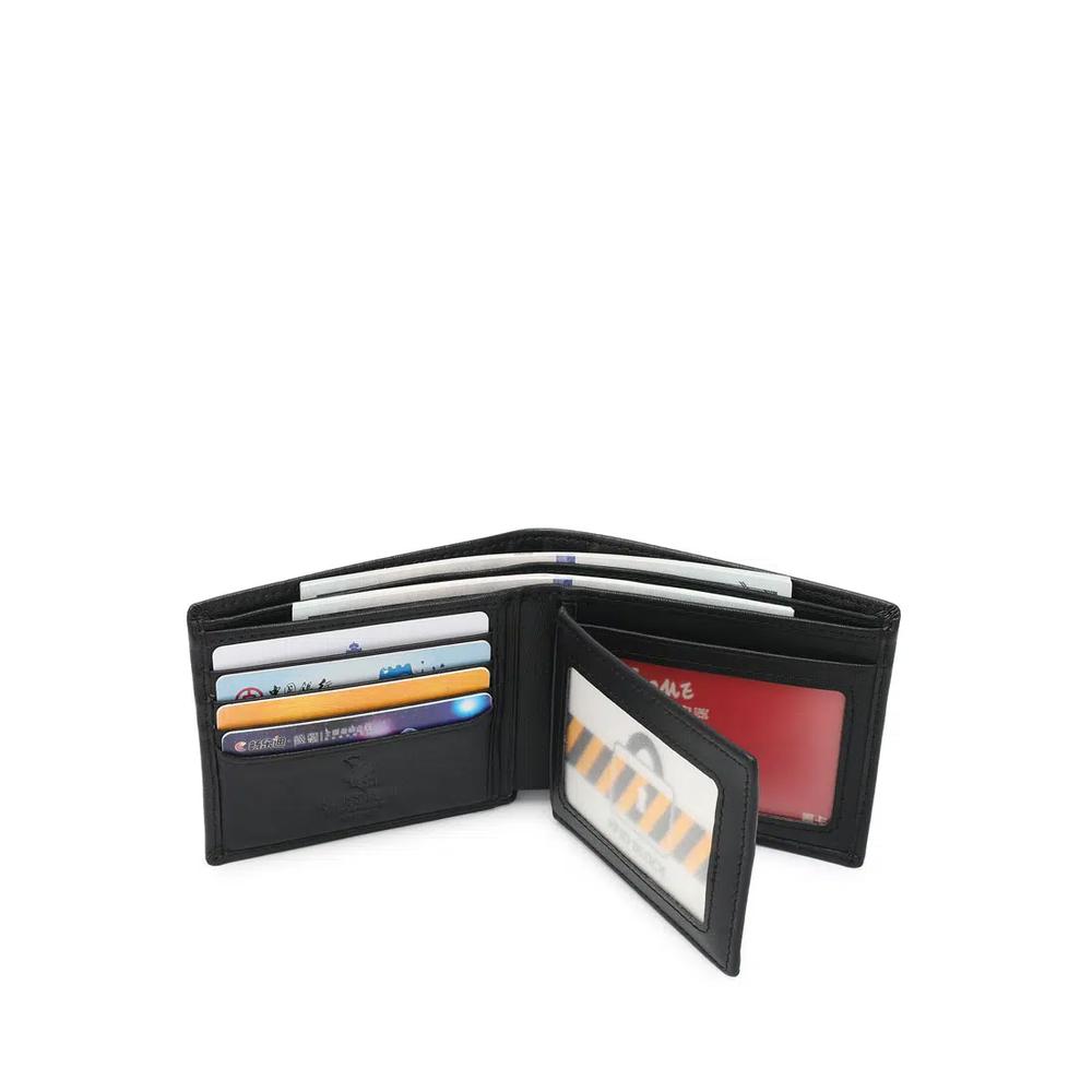 Мужской кожаный кошелек с блокировкой RFID - Черный 8