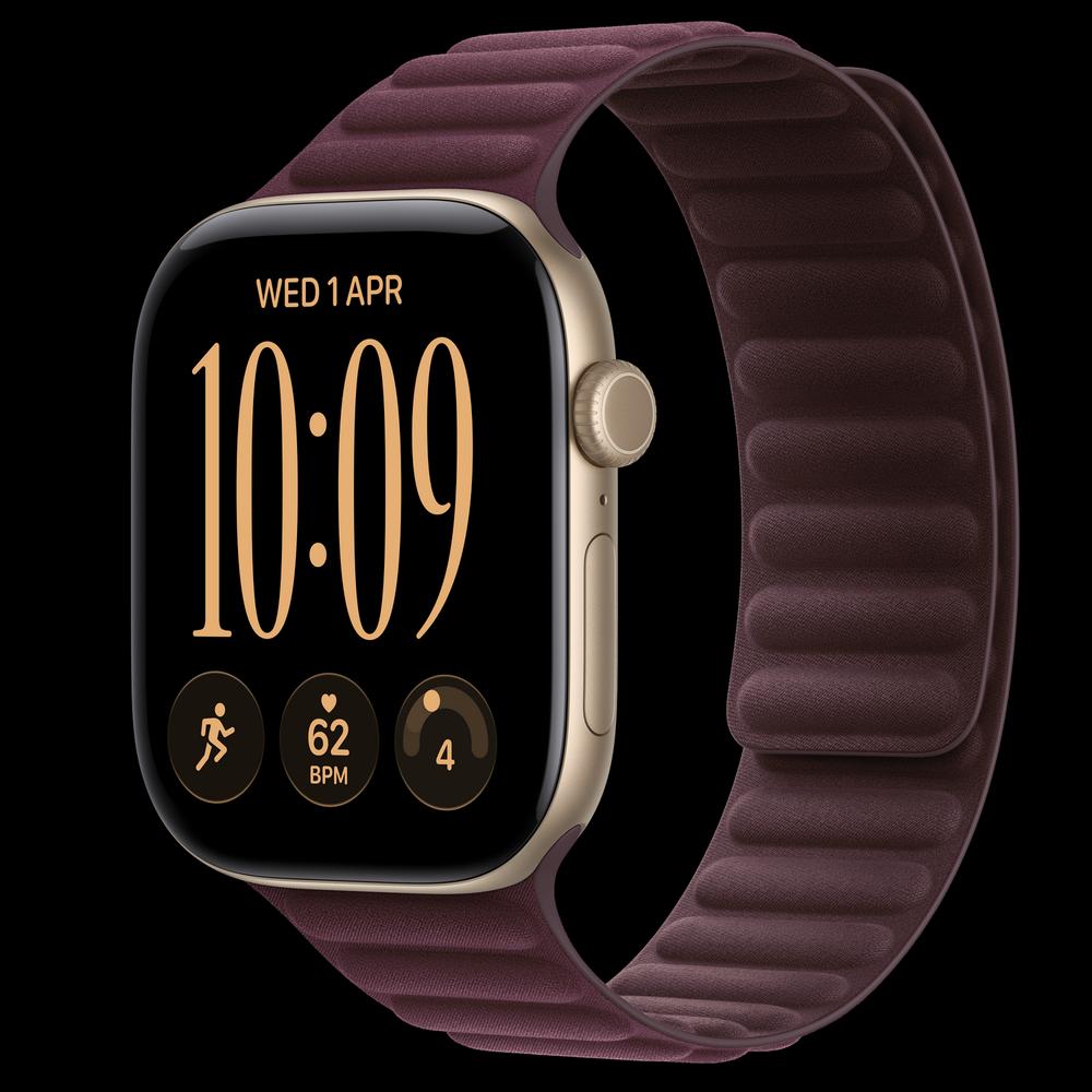 Apple Watch Series 12 46 мм, GPS + Cellular, алюминий, Light Gold, ремешок Burgundy Magnetic Link 1