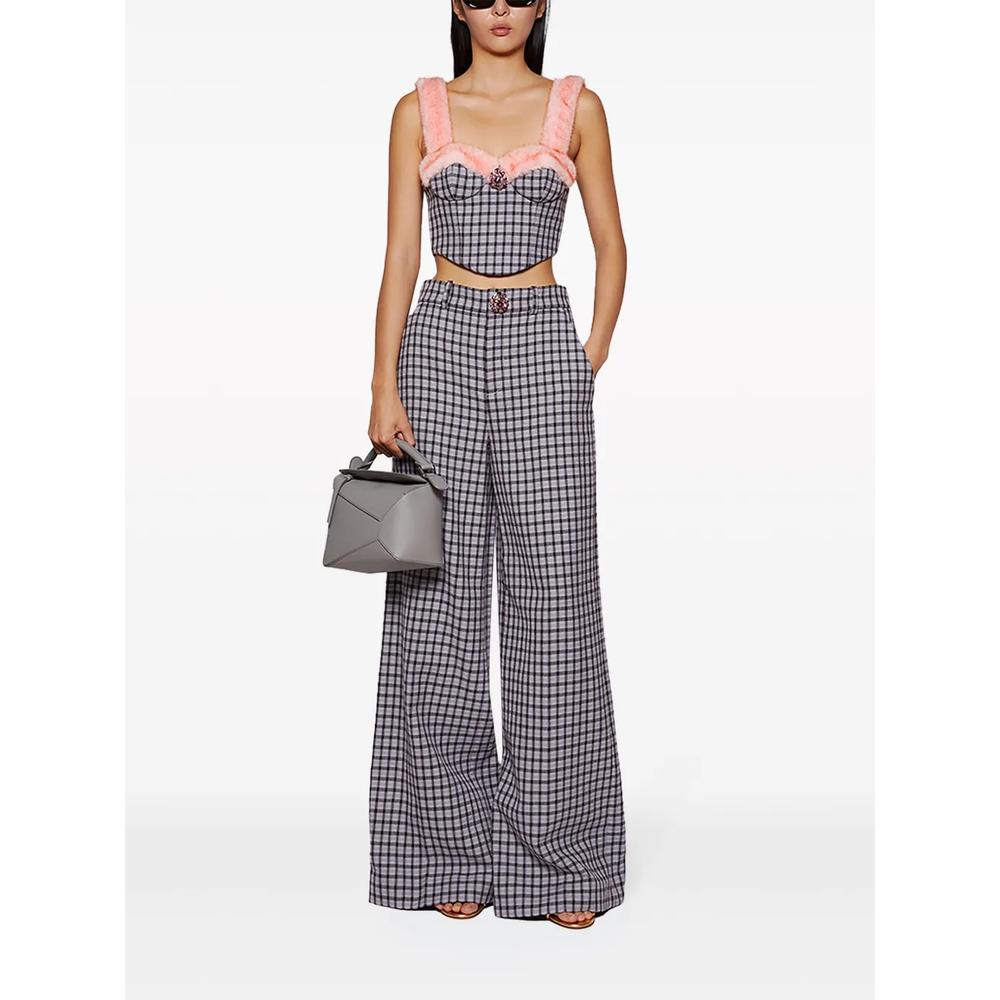 Клетчатые брюки широкого кроя 2