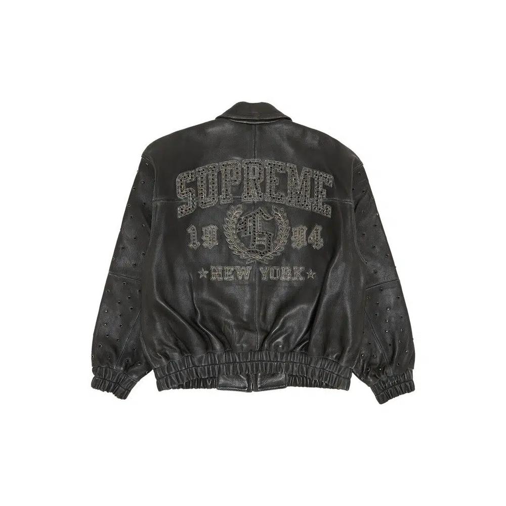 Кожаные куртки Supreme Gem Studded Leather Jacket 'Black' 2