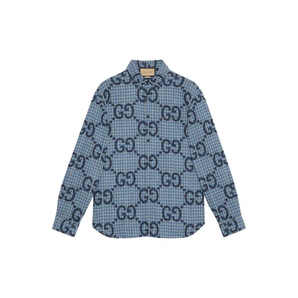 Рубашки на пуговицах Gucci Клетчатая рубашка 'Azure/Blue' 1