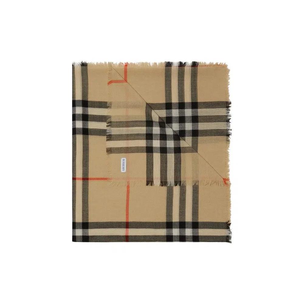 Шарфы Burberry Check Wool Scarf 'Песочный' 2