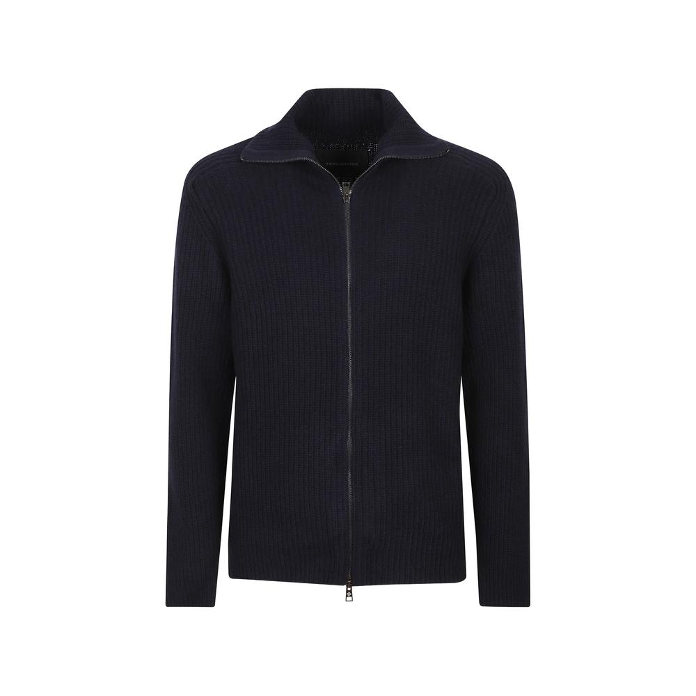ribbed-knit zip-up cardigan 1