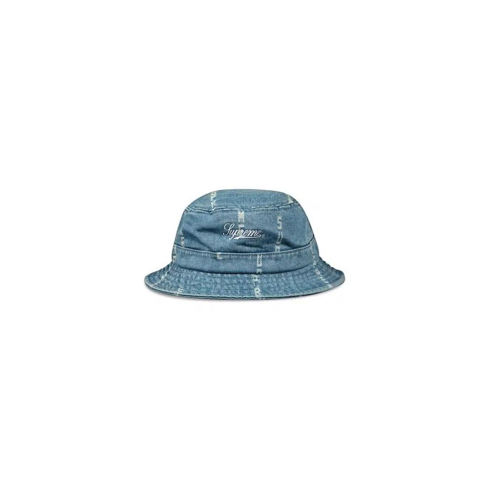 Кепки Supreme Logo Stripe Jacquard Denim Crusher 'Blue' 1