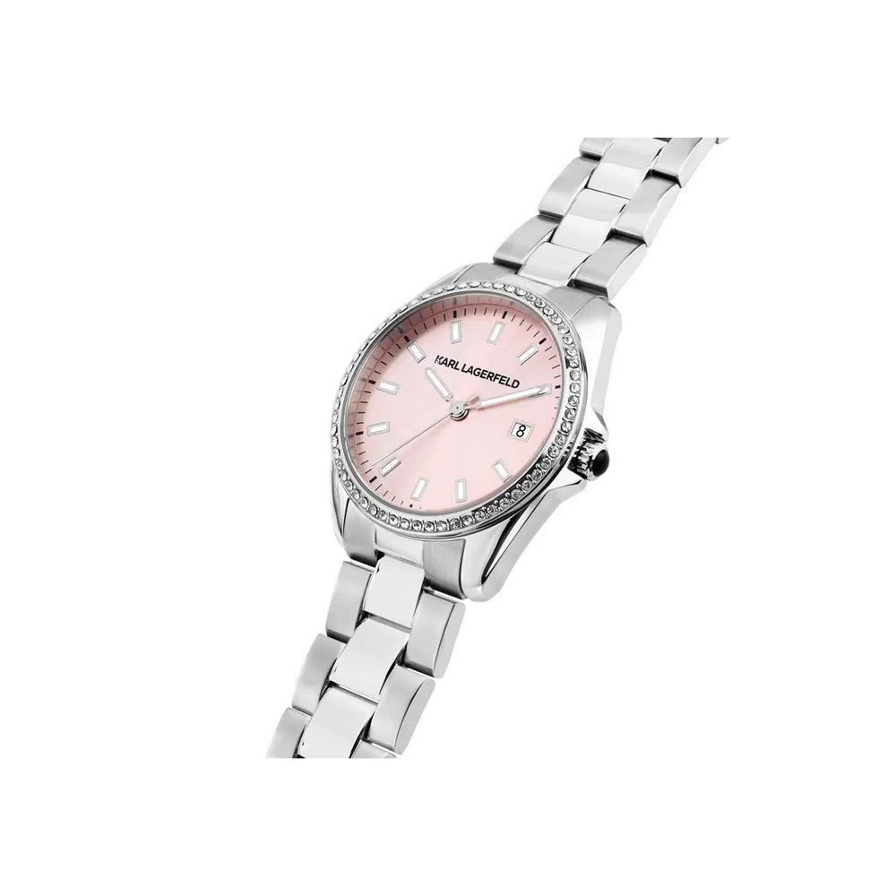 【2 года гарантии】KARL LAGERFELD 35mm Женские розовые кварцевые часы Essential R0553101512 5