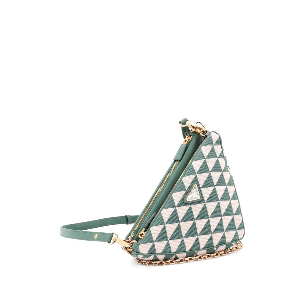 Мини-сумка на плечо Double Symbole Triangle Bag Leather and Jacquard 2