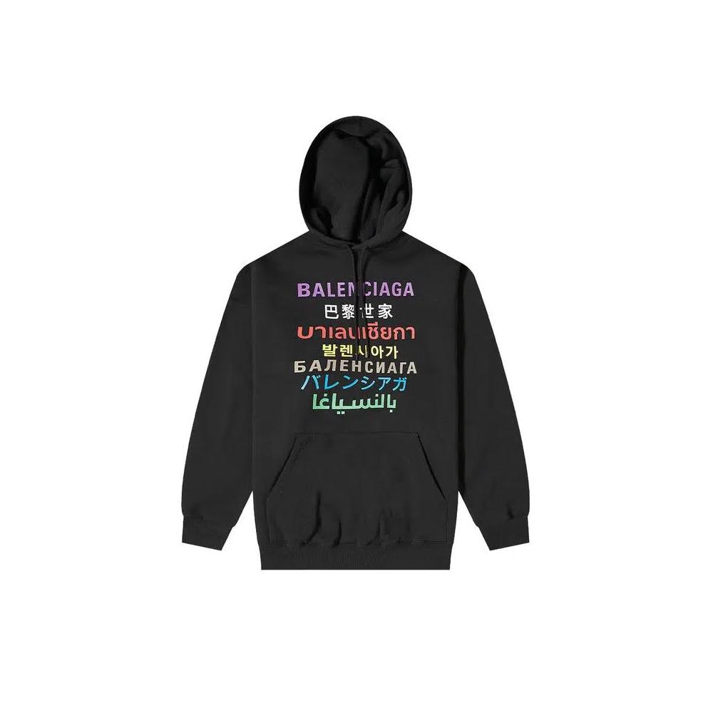 Худи Balenciaga Languages Popover Hoodie 'Черный/Мультиколор' 1