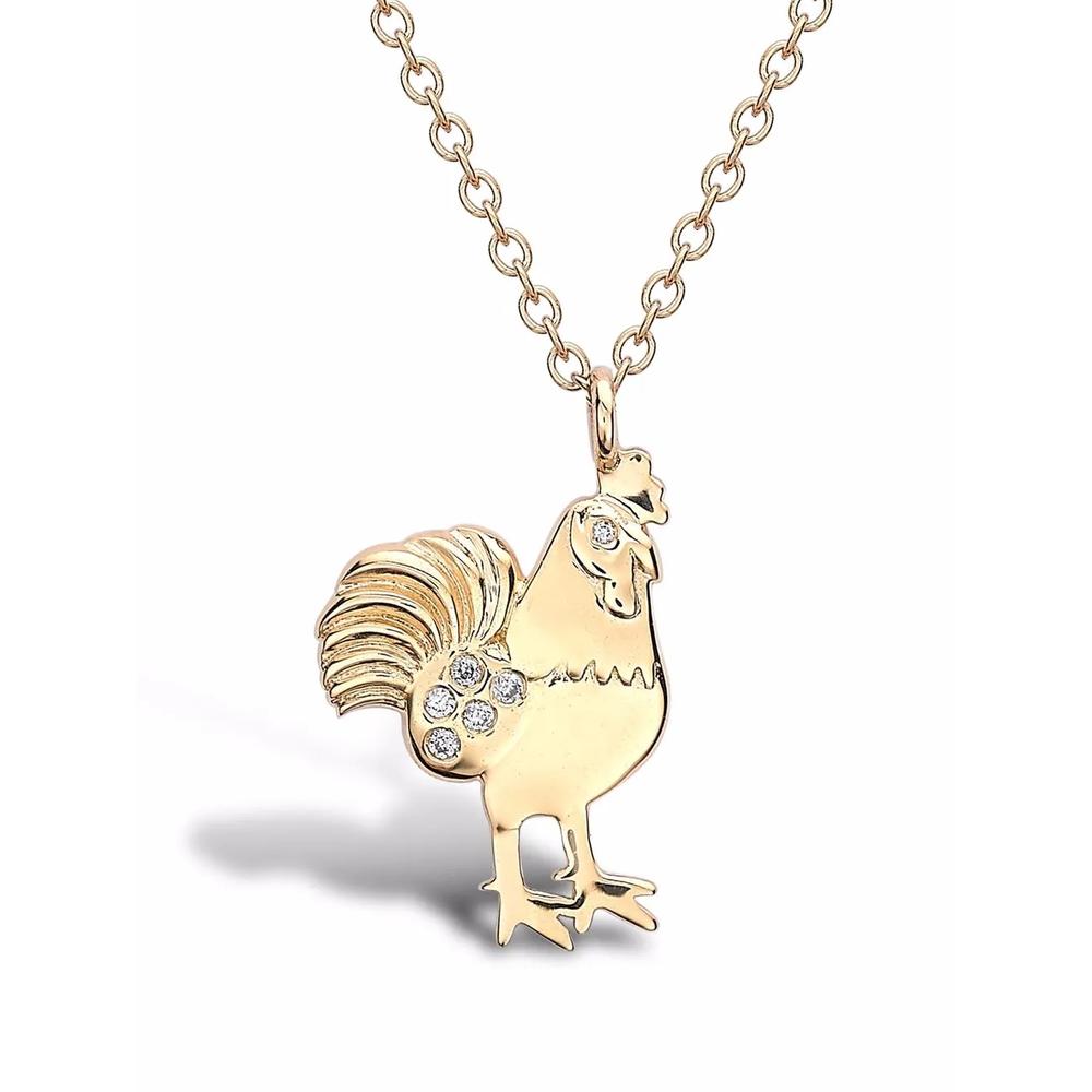 Колье Zodiac Rooster из желтого золота с бриллиантами 1