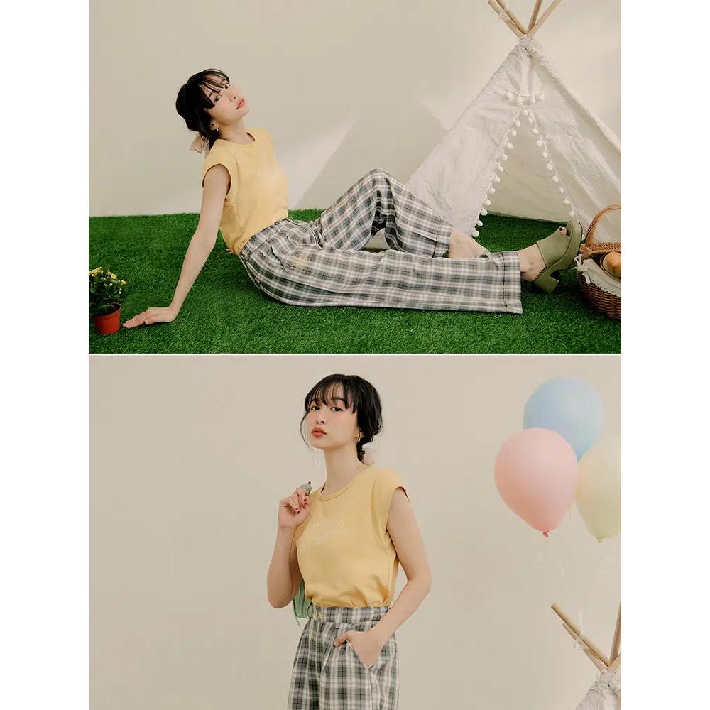 Широкие брюки с манжетами KITTY Gingham [KB1466] 2