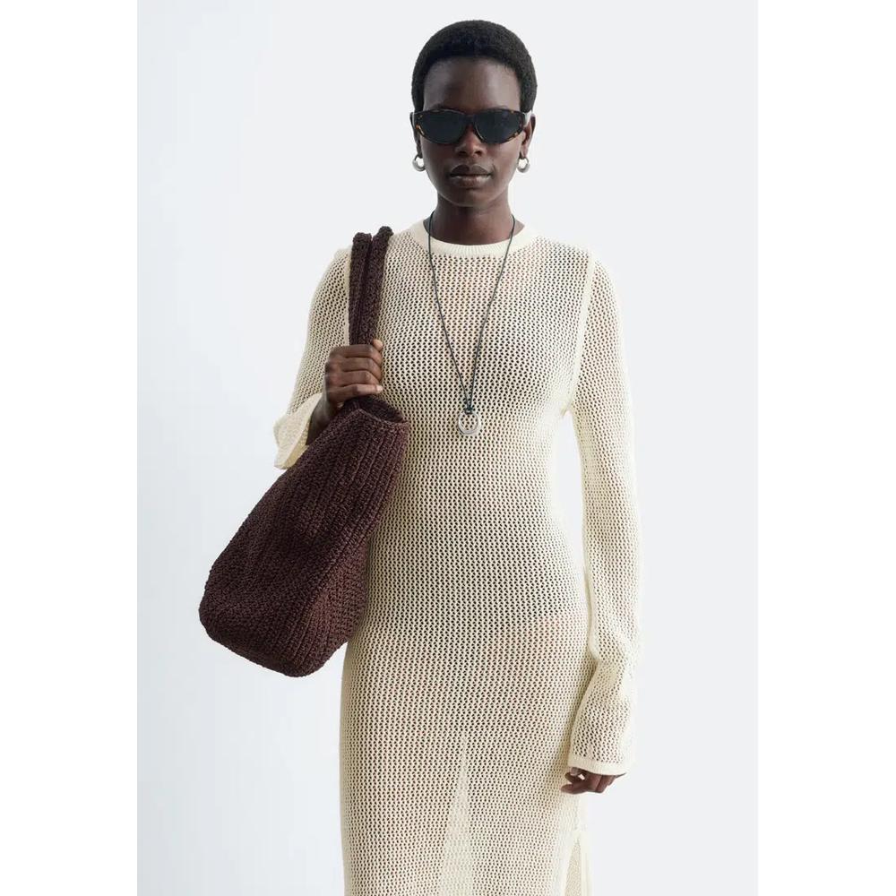 Хлопковое платье ажурной вязки 3