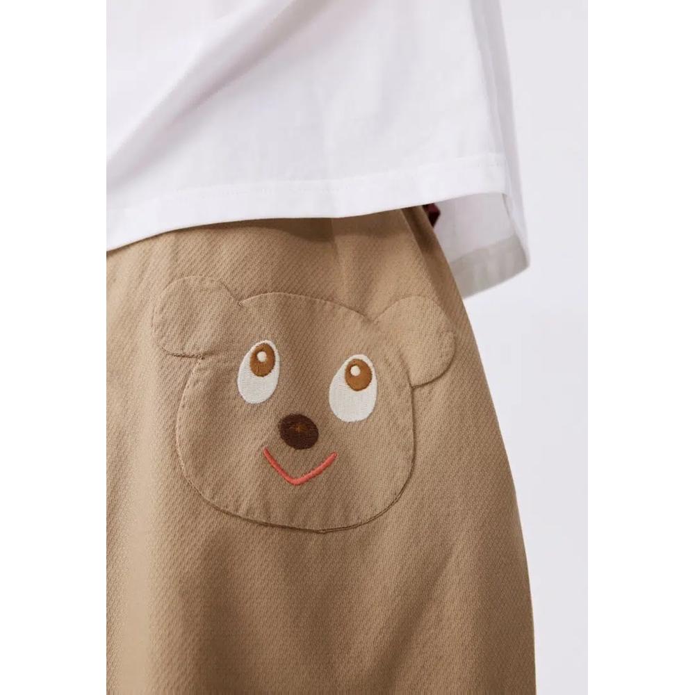 Длинные брюки с принтом медведя и цветной талией Bear Print Color Waist Long Pant 4