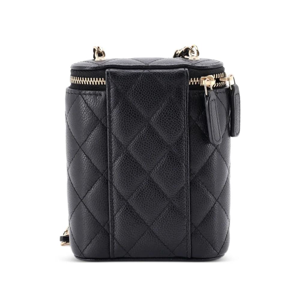 Маленькая сумка на плечо Vertical Classic Vanity Case with Chain Quilted Caviar 2