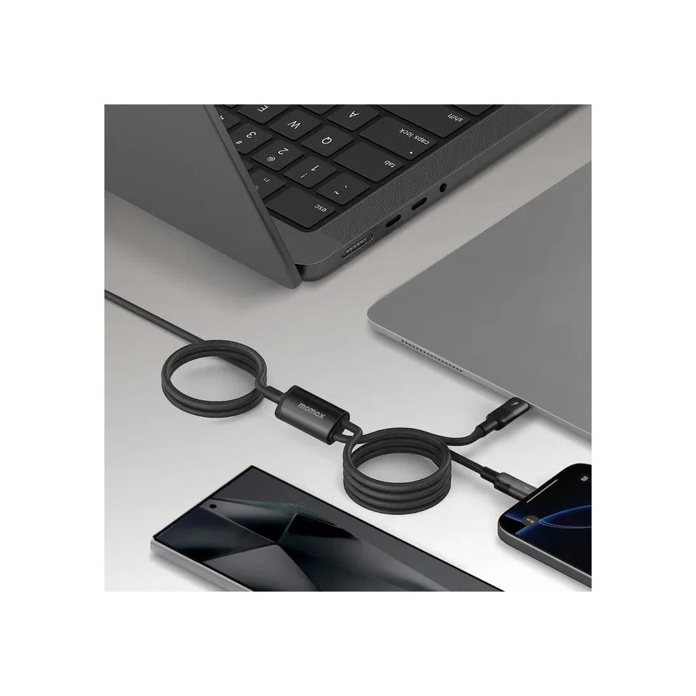 Momax Mag.Link 2M 100W USB-C to Dual USB-C PD магнитный кабель - песчаниковый 7