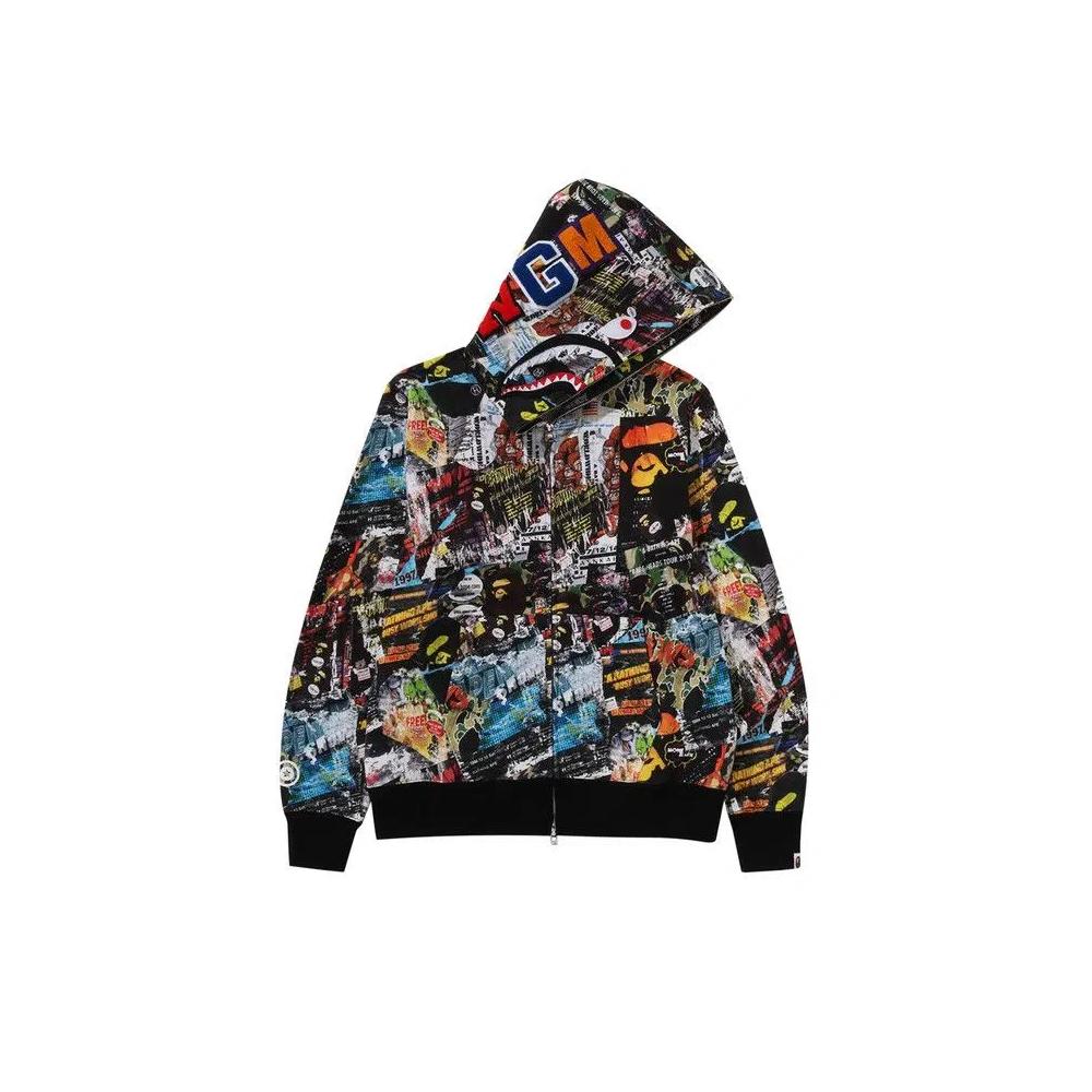 Молнии BAPE Flyer Pattern Shark Full Zip Худи 'Многоцветный' 1