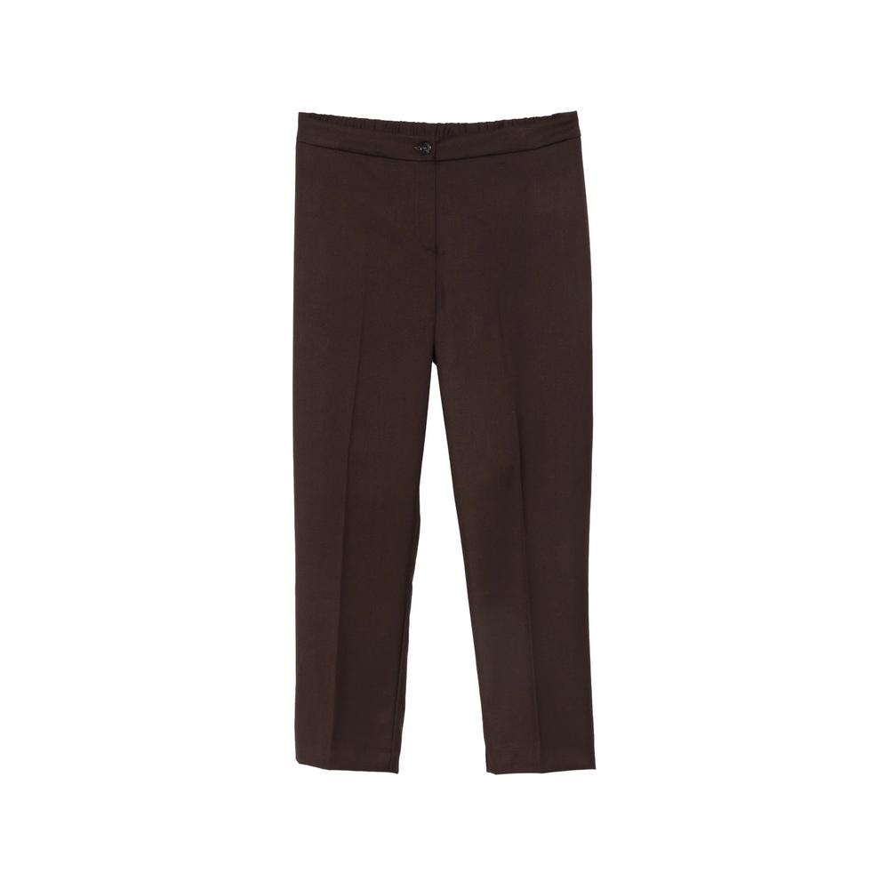 elasticated-waistband pressed-crease trousers 1