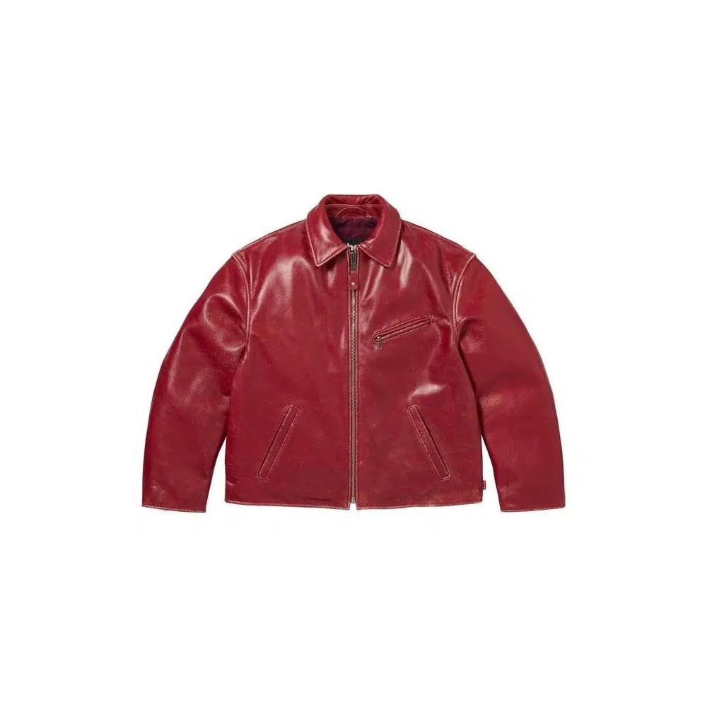 Кожаные куртки Supreme x Schott Distressed Leather Jacket 'Red' 1
