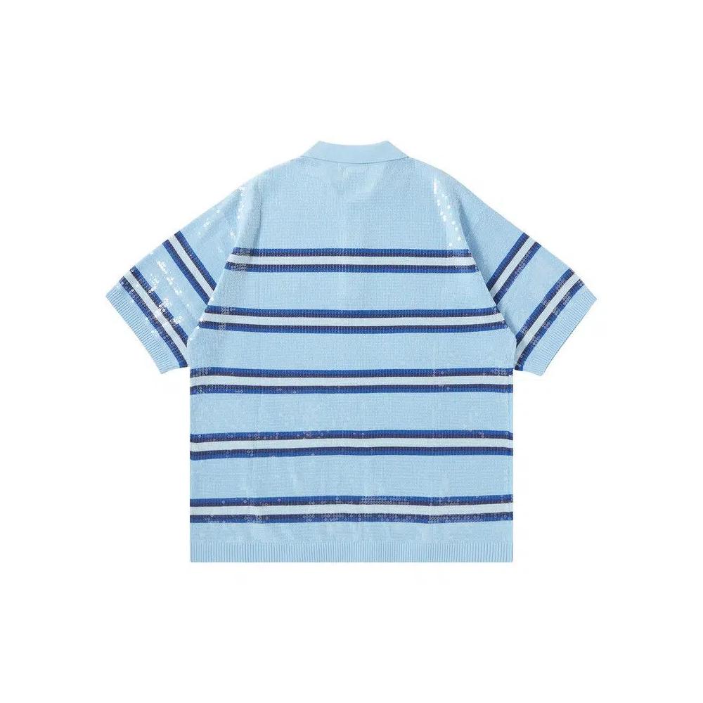 Поло Supreme Sequin Stripe Zip Polo 'Синий' 2