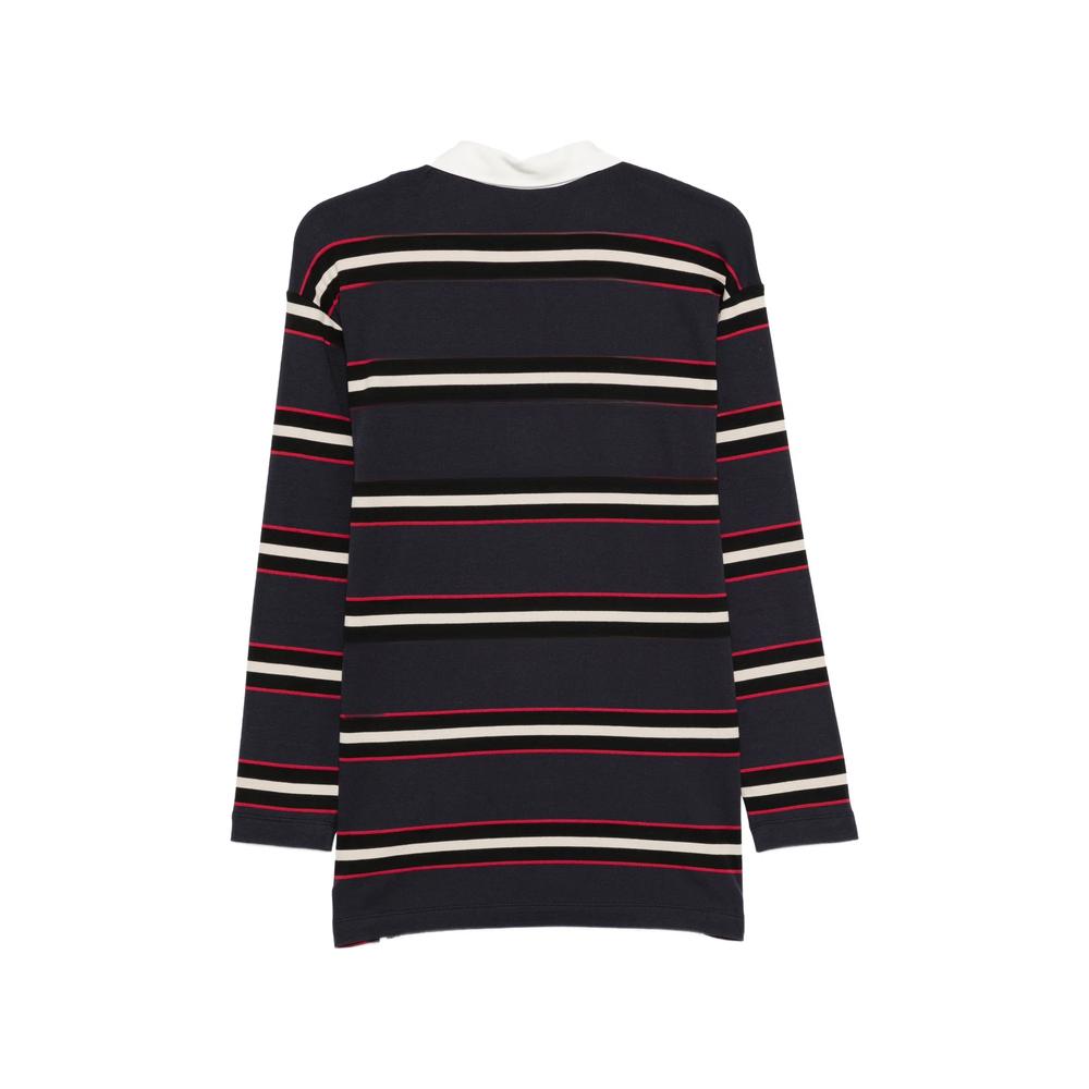 striped logo-patch polo top 2