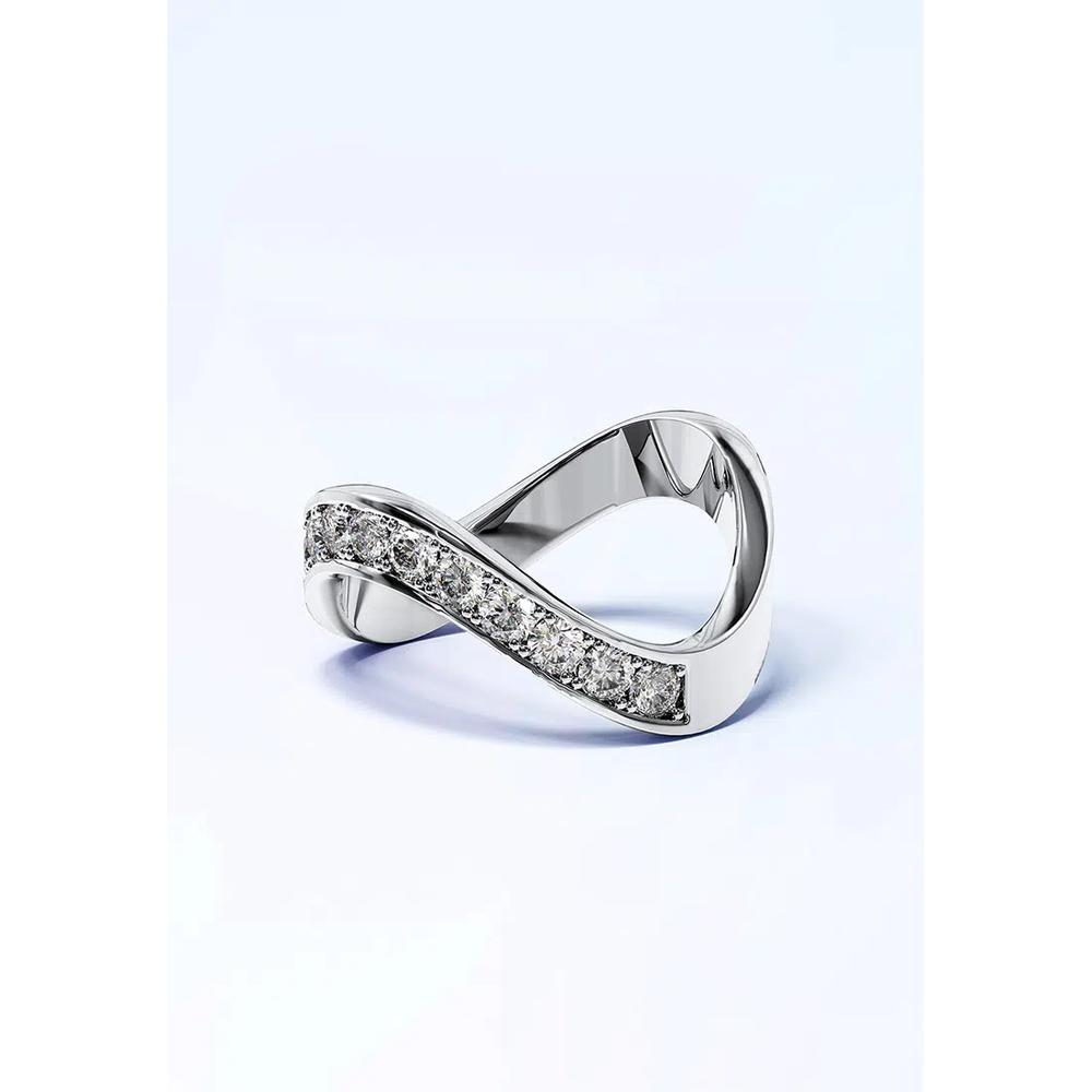 Кольцо-конторсион из белого золота с кристаллами Swarovski 4