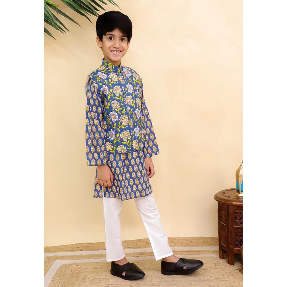The Mom Store Blaze Boys Jacket And Kurta Pajama Set - Синий 8