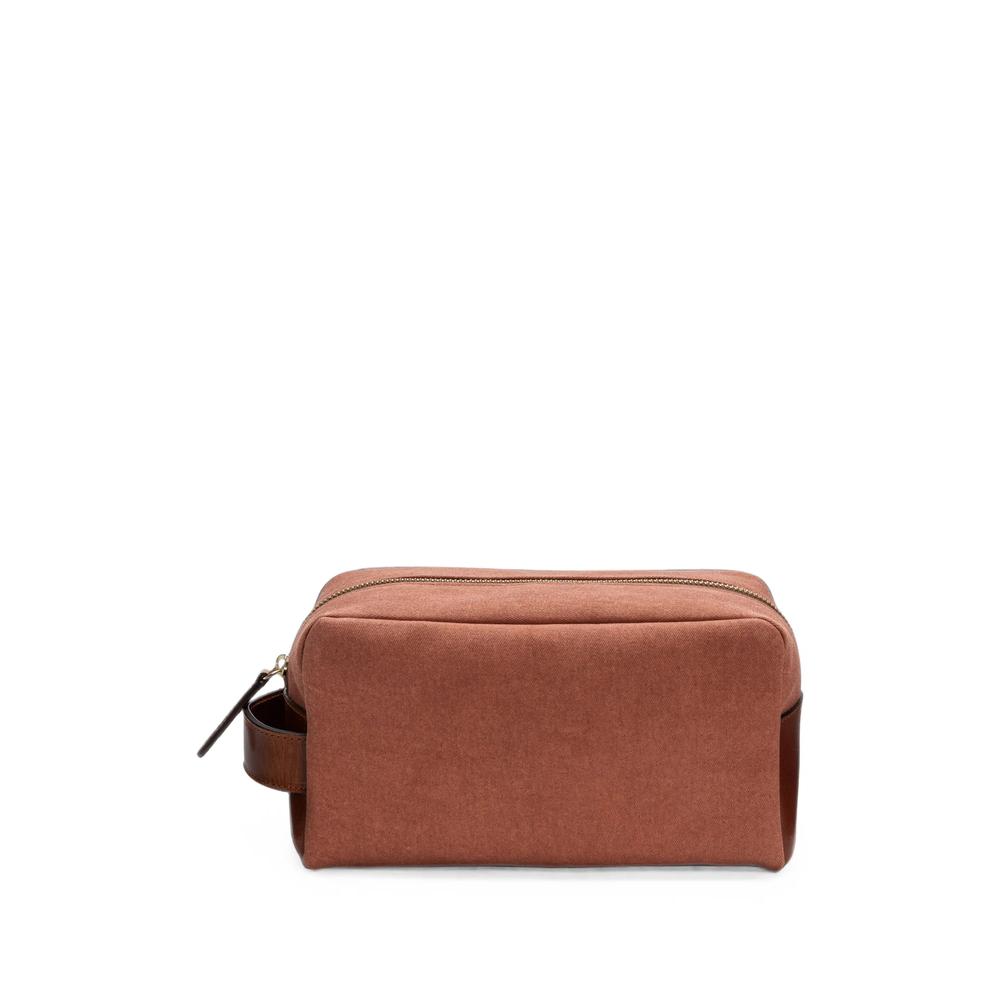 Negro canvas leather-trim wash bag 1