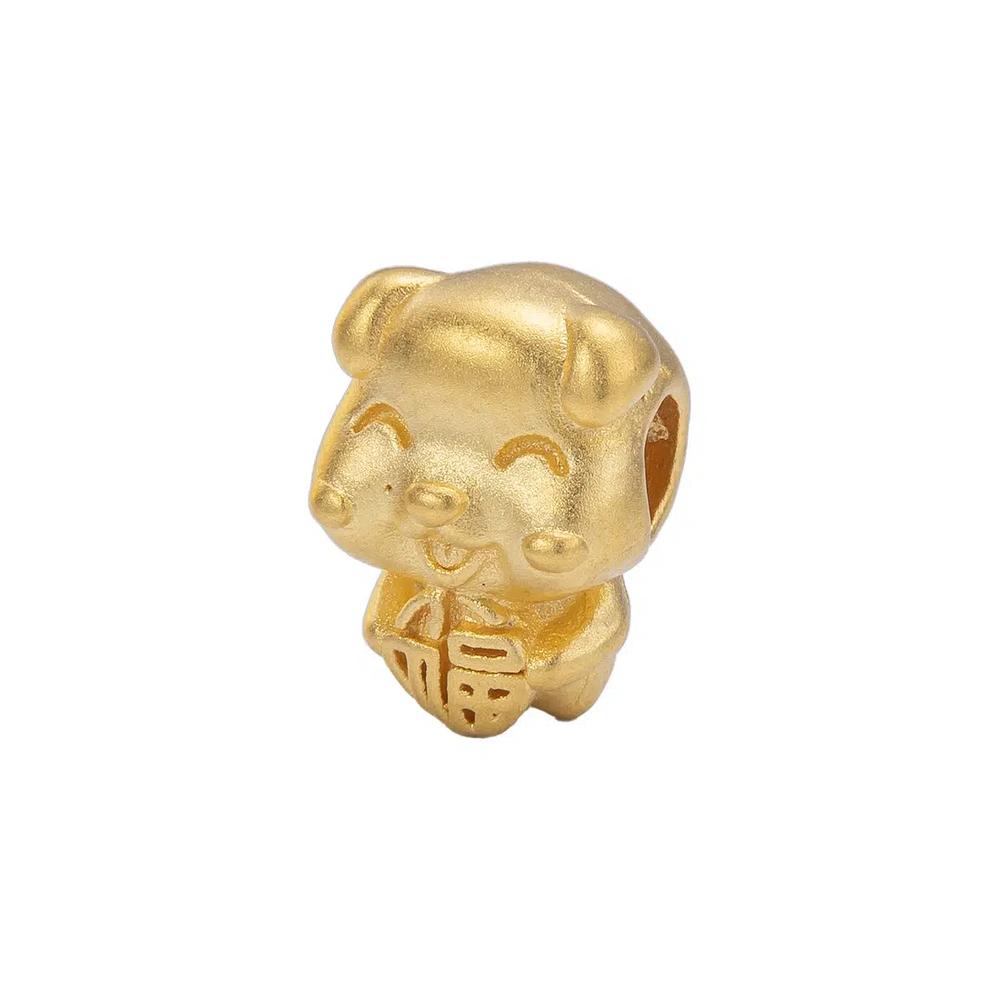 LITZ 999 (24K) Золотой брелок-талисман знака зодиака - Собака EPC1159 0,27г+/- 2