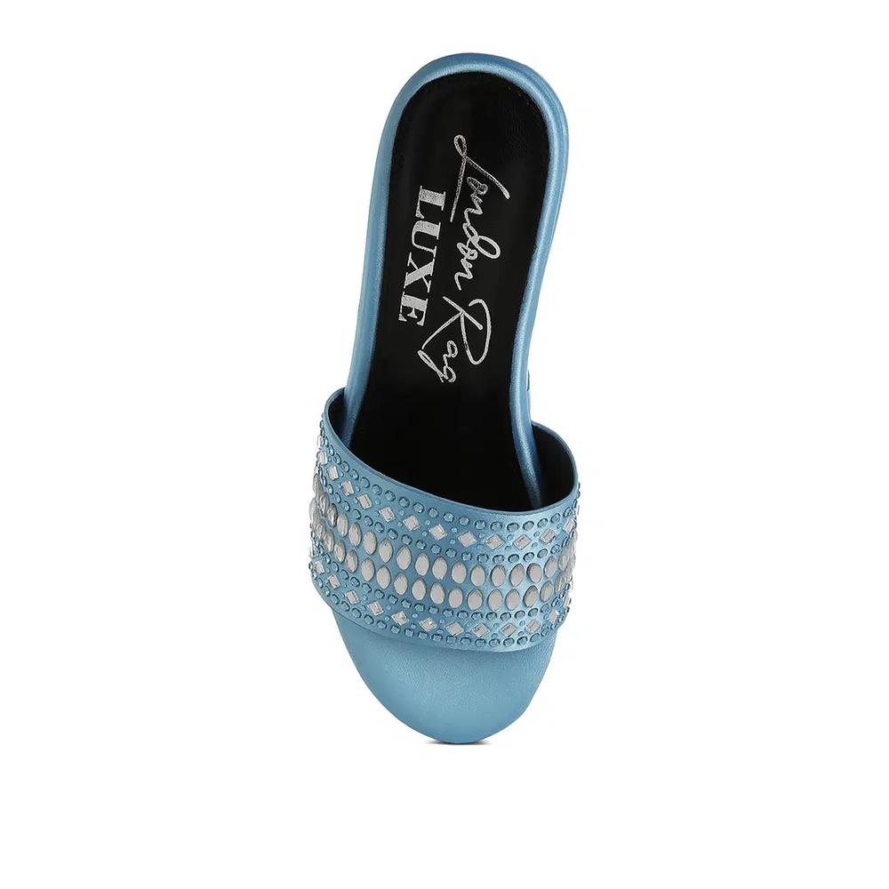 Diamante & Rhinestone Detail Stylish Flatforms в синем цвете 6