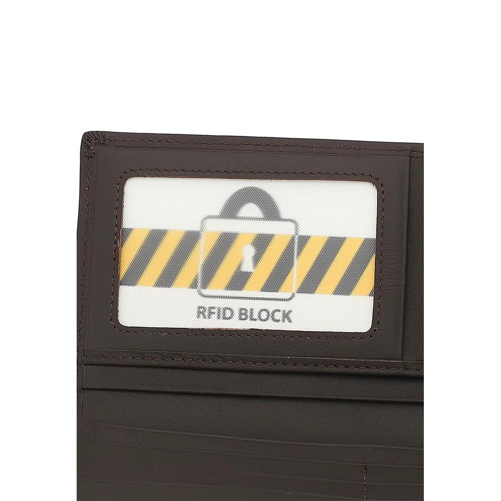 Мужской кошелек из натуральной кожи с RFID-блокировкой, би-фолд, коричневый 5