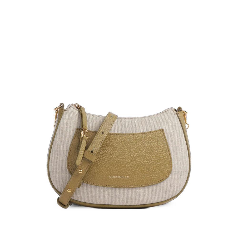 leather-trim canvas shoulder bag 1